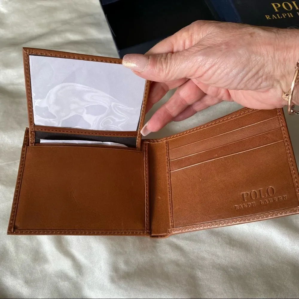 NEW Polo Ralph Lauren Tan Bio Fold Leather Wallet